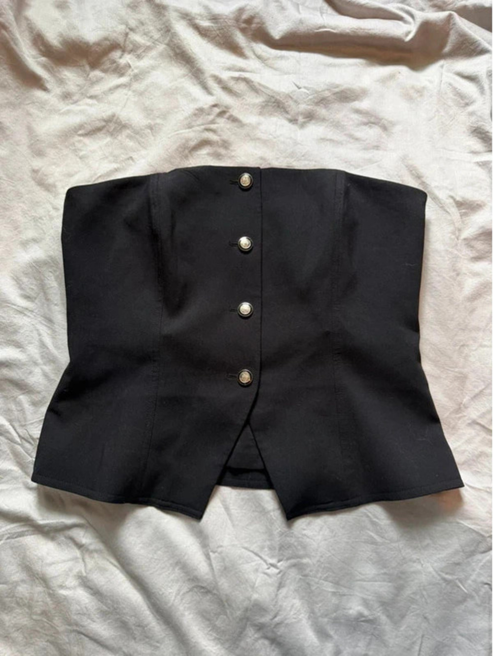 WHBM Black Corset Vest 14 Office Siren CorpCore Mob Wife Whimsigoth Structured
